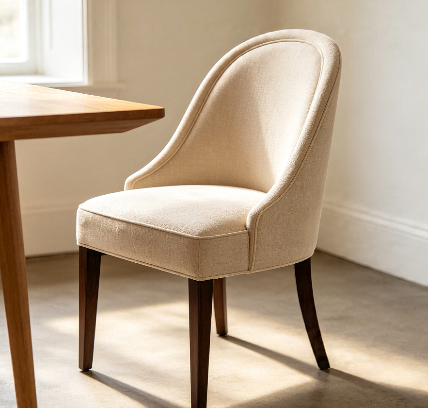 Classic Fabric Dining Chair With Curved Backrest